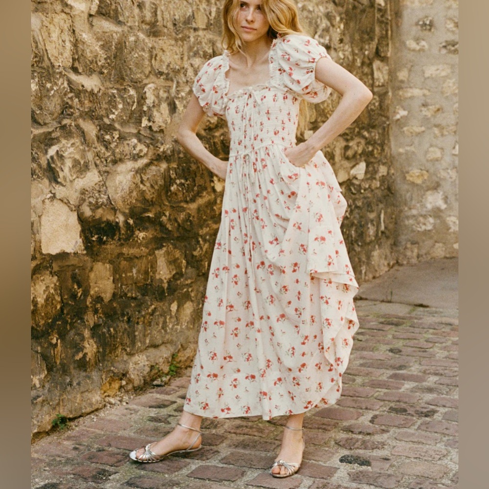 DÔEN Stanza Maxi Dress Sweet Abelia ASO Kylie Jenner Sz XS cotton silk Cottage - Picture 3 of 7